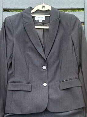 Calvin Klein Gray Blazer Size 6 Tailored Career Jacket